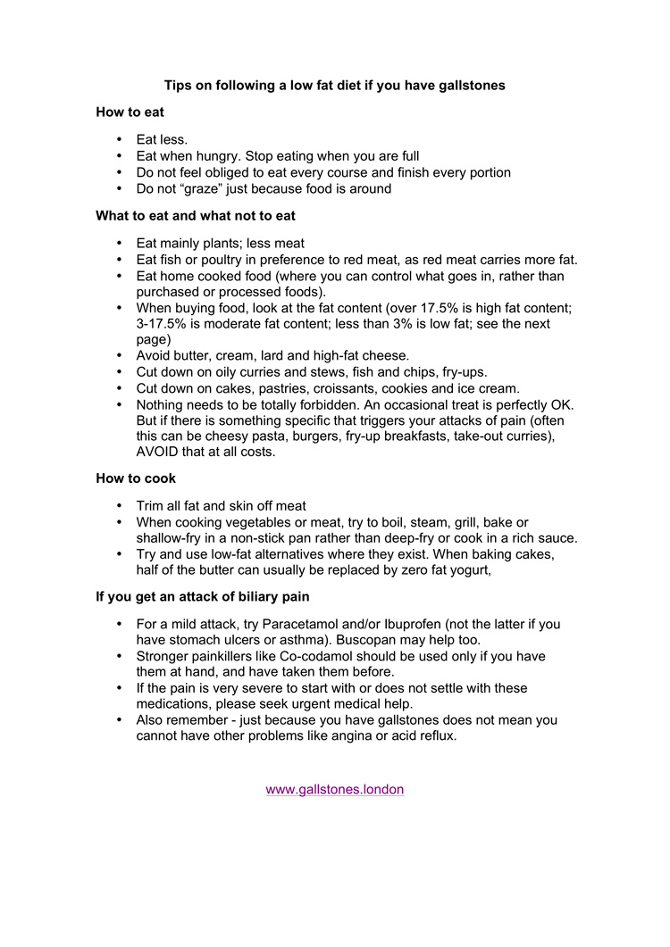 Low fat diet and gallstones 1